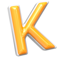 3D Rendering Of Font K With White And Yellow Color png