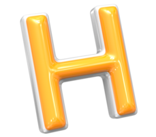 3D Rendering Of Font H With White And Yellow Color png