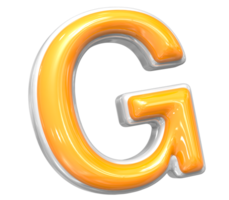 3D Rendering Of Font G With White And Yellow Color png