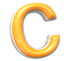 3D Rendering Of Font C With White And Yellow Color png