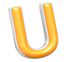 3D Rendering Of Font U With White And Yellow Color png