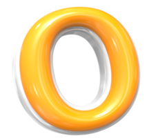 3D Render Of Font o With White And Yellow Color png