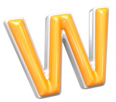 3D Rendering Of Font W With White And Yellow Color png
