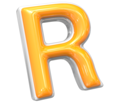 3D Rendering Of Font R With White And Yellow Color png