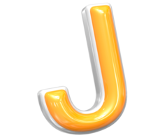 3D Rendering Of Font J With White And Yellow Color png