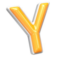 3D Rendering Of Font Y With White And Yellow Color png