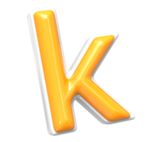 3D Render Of Font k With White And Yellow Color png