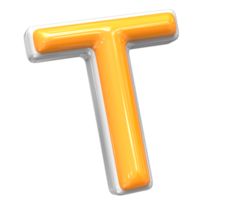 3D Rendering Of Font T With White And Yellow Color png