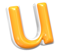3D Render Of Font u With White And Yellow Color png