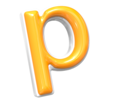 3D Render Of Font p With White And Yellow Color png