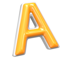 3D Rendering Of Font A With White And Yellow Color png