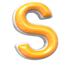 3D Rendering Of Font S With White And Yellow Color png