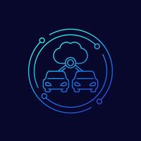 cloud technologies for cars icon, linear design vector