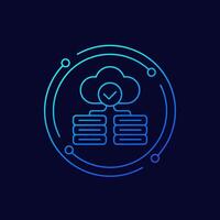 infrastructure icon with a cloud, linear design vector