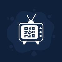 old tv and qr code icon, vector