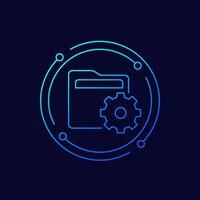 folder settings icon, linear design vector