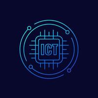 ICT icon, linear design vector