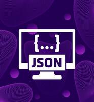 JSON icon with a computer, vector