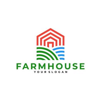 granja casa edificio logo icono ilustración vector