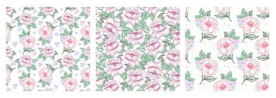 Spring floral seamless pattern set vector
