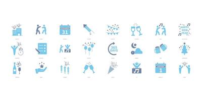 New year icons set. Set of editable stroke icons.Set of New year vector