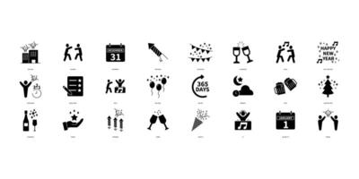New year icons set. Set of editable stroke icons.Set of New year vector