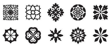 mandala outline icon and black pattern art design. vector