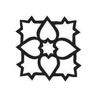 mandala outline icon and black pattern art design. vector