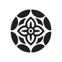 mandala outline icon and black pattern art design. vector