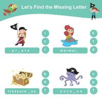 Printable activity sheet for kids. Writing missing letters worksheet. Learning to write activity vector