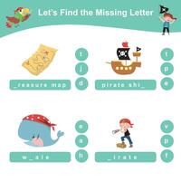 Printable activity sheet for kids. Writing missing letters worksheet. Learning to write activity vector