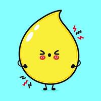 Angry sad Drop of urine character. Hand drawn cartoon kawaii character illustration icon. Isolated on blue background. Sad Drop of urine character concept vector