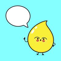 Drop of urine with speech bubble. Hand drawn cartoon kawaii character illustration icon. Isolated on blue background. Chocolate Drop of urine character concept vector