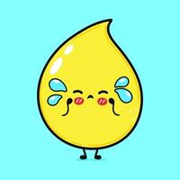 Crying Drop of urine character.Hand drawn cartoon kawaii character illustration icon. Isolated on blue background. Sad Drop of urine character concept vector