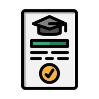 Academic certificate color lineal icon. diploma document flat icons. Suitable for websites, UI and mobile apps. vector