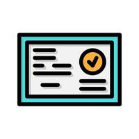 Diploma certificate color lineal icon. university signs, document agreement flat icons. Suitable for websites, UI and mobile apps. vector
