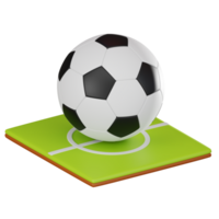 Soccer on the Green of Football Field. 3D Render png