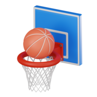 Basketball in Action of Ball on Hoop for Sports Enthusiasts. 3D Render png