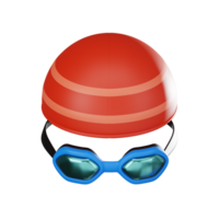 Swimming Cap and Goggles for Sport Enthusiasts. 3D Render png