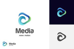 Play media wave logo icon design gradient style concept for multimedia and record player graphic elements vector