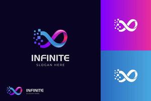 Digital infinite logo icon design, abstract loop wave graphic element symbol, sign for media pixel technology logo template vector