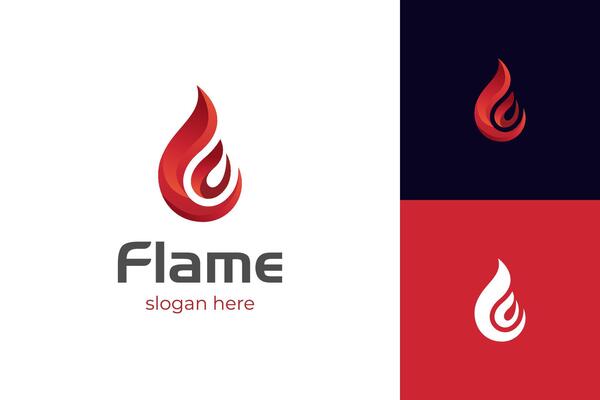 Fire Flame Logo icon design illustration symbol. Bonfire Silhouette Logotype logo element