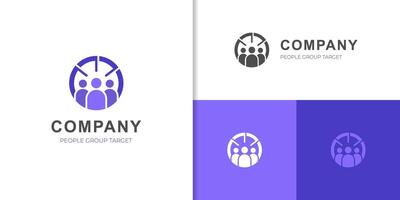 people group logo icon design, circle target with human group networking graphic concept for marketing global target logo design vector