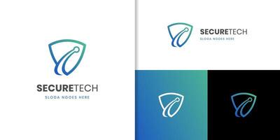 Futuristic Cyber Defense Shield Logo icon design for Internet Data Security. Digital Protection Concept symbol vector