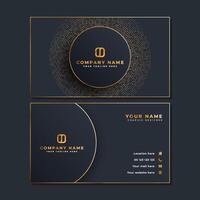 Sleek and upscale business card template featuring a sophisticated black and gold color scheme. vector