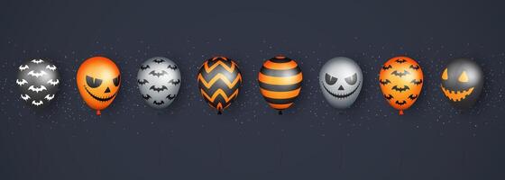 Halloween Banner with Halloween Ghost Balloons.Scary air balloons.Website spooky or banner template. vector