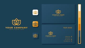 Sleek and upscale business card template featuring a sophisticated blue and gold color scheme. vector