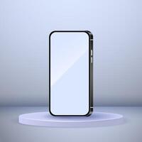 smartphone mockup, 3D template. Mobile phone front view on the white background vector