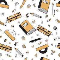 Seamless pattern with hand drawn elements for back to school season. vector