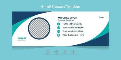 Email Signature Template Design with white background email signature for any corporate business or office. vector